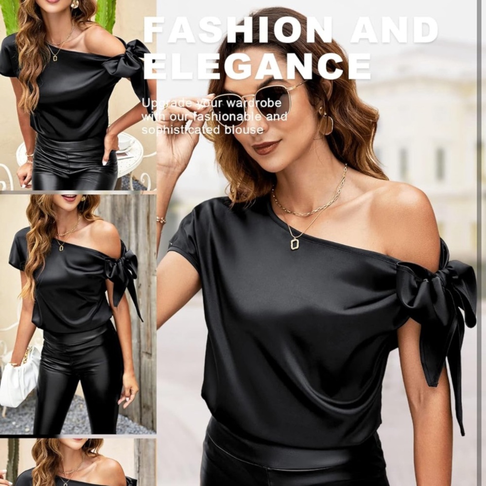 Black satin blouse